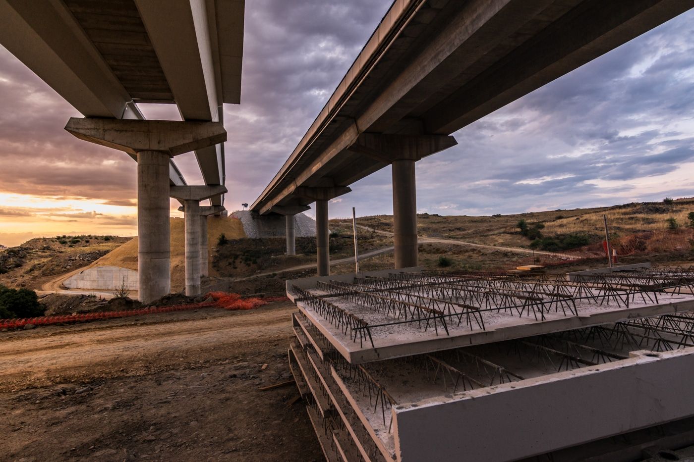 Bridge and highway infrastructure project with right-of-way survey control